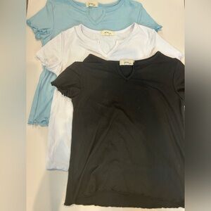 Girls 10-12 shirt bundle, New without tags haven’t worn, white, black, and blue